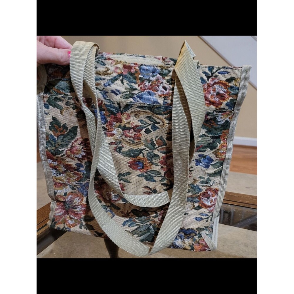 Floral Tapestry Tote Bag - Beige Floral